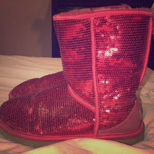 Red sparkly uggs